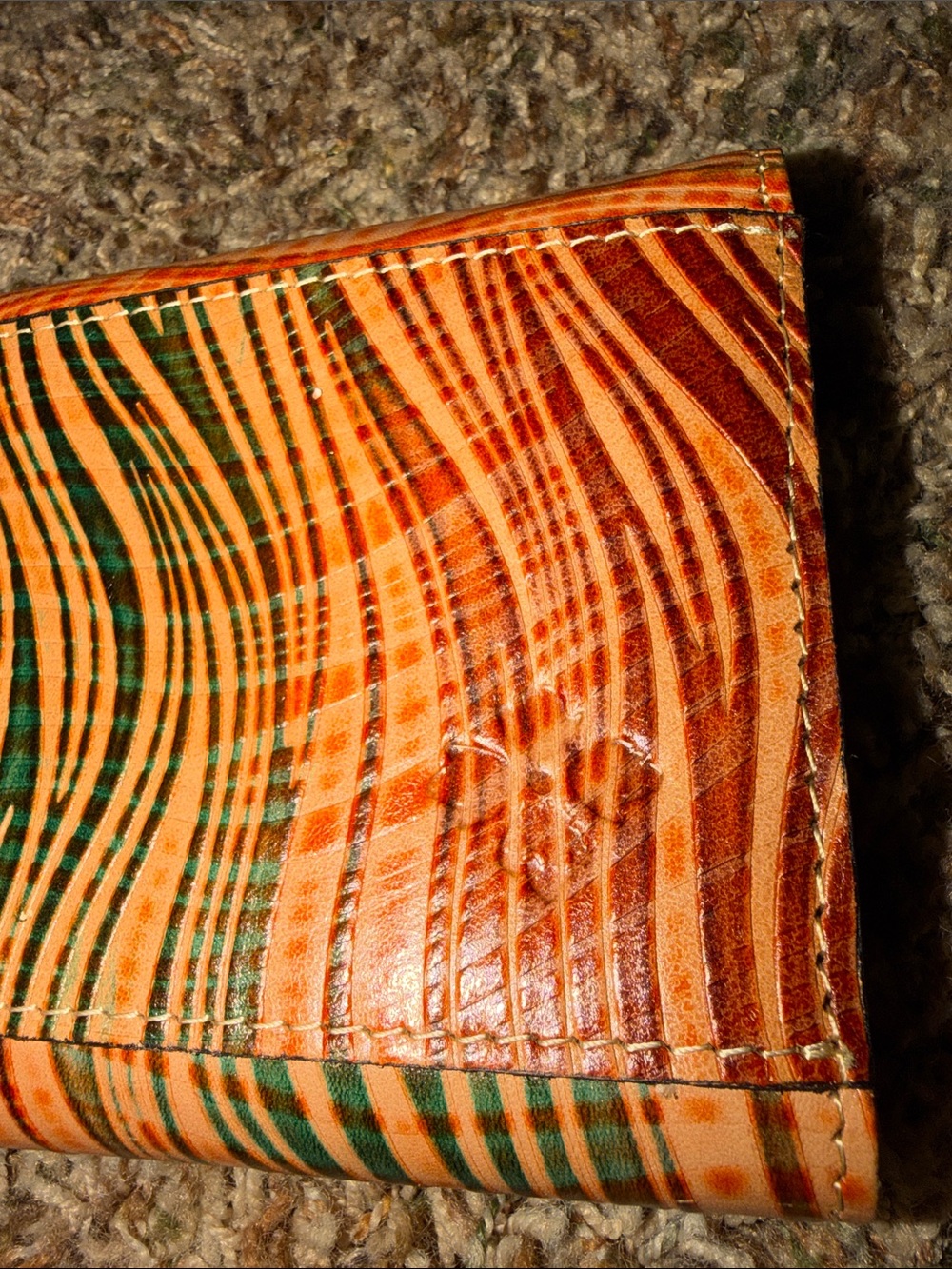 Patricia Nash Multicolor Striped Studded Leather Wallet in Orange, Green & Brown - Picture 8 of 11